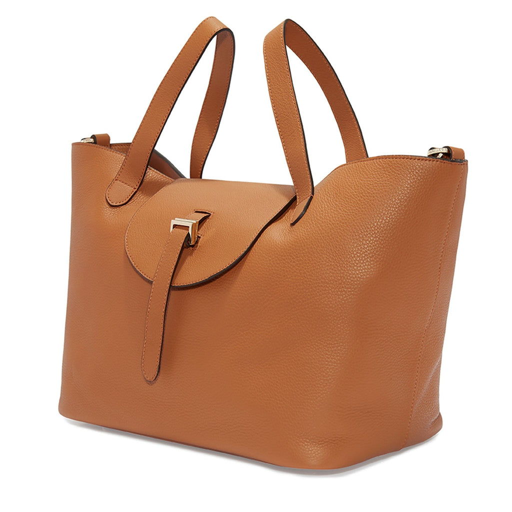 Meli Melo Tan Leather Linked Thela Medium Tote Bag In Brown