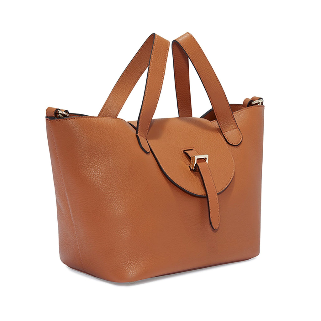 Meli Melo Tan Leather Linked Thela Medium Tote Bag In Brown