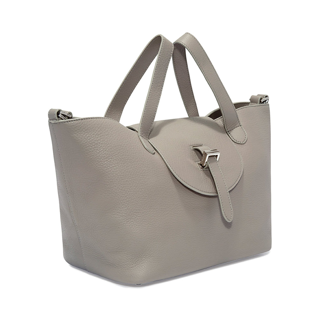 Thela Taupe Grey Leather Tote Bag for Women