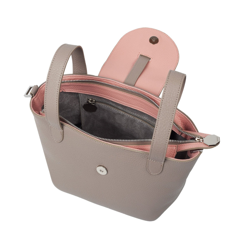 Thela Mini Taupe and Pink with Zip Closure Cross Body Bag for Women