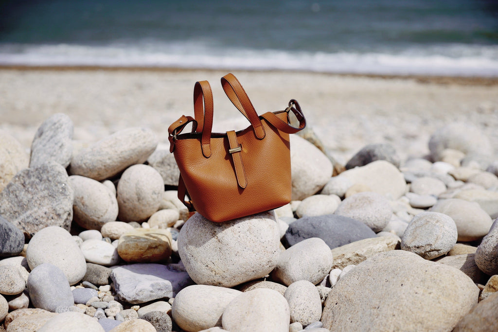 Thela Mini Shopper Tan Brown Leather Cross Body Bag for Women | meli melo